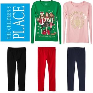 CHILDRENS PLACE| 2 Christmas T-Shirts & 3 Leggings Holiday Set Girls Sz S Gifts